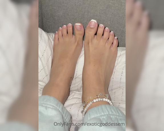 Goddess Em aka exoticgoddessem OnlyFans - One of you tip $62 for my new pedi old feet play video with my frenchies