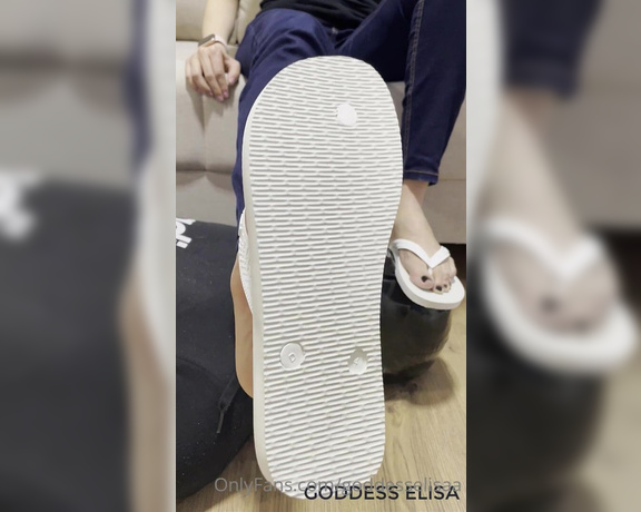 Goddess Elisa aka goddesselisaa OnlyFans - I need to clean my new flip flops and I have my slave to do exactly that function for me The proble