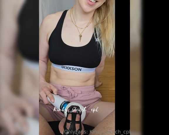 Kinky_switch_cpl aka kinky_switch_cpl OnlyFans - Unfortunately he missed a full caged orgasm by 100g this week So I rewarded him with a long vibra