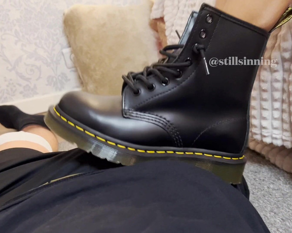 StillSinning aka stillsinning OnlyFans - Where are my Docs lovers I love a big load like this all over my boots