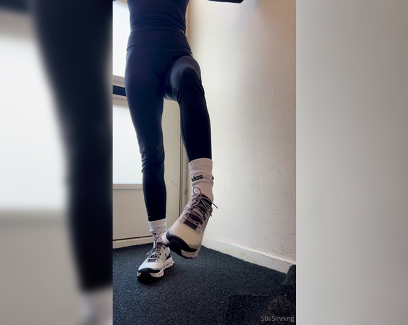 StillSinning aka stillsinning OnlyFans - Some post run stretches My socks are so warm and sweaty