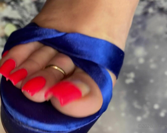 Tatianasnaughtytoes aka tatianasnaughtytoes OnlyFans - NEW 20201218 Hot Pink Pedicure  Blue High Heels1 My LONG HOT PINK TOENAILS in my BLUE HIGH HEELS