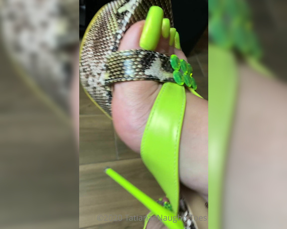 Tatianasnaughtytoes aka tatianasnaughtytoes OnlyFans - NEW 20201026 Not So Mellow Yellow Pedicure  Neon Green Heels Showcasing my SUPER HIGH SEXY 7inch