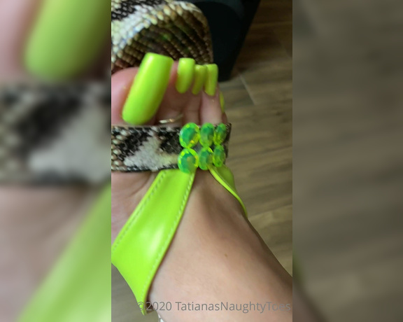 Tatianasnaughtytoes aka tatianasnaughtytoes OnlyFans - NEW 20201026 Not So Mellow Yellow Pedicure  Neon Green Heels Showcasing my SUPER HIGH SEXY 7inch