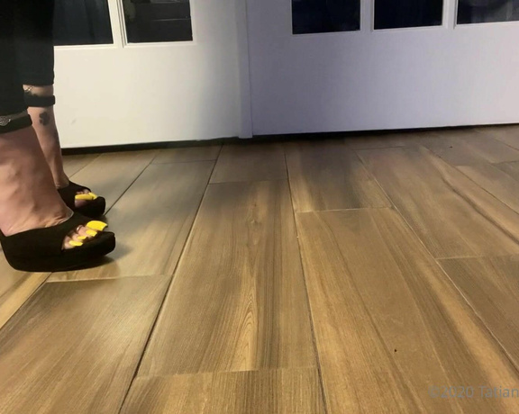 Tatianasnaughtytoes aka tatianasnaughtytoes OnlyFans - NEW 20201115 Yellow Pedicure  Black High Heels Walking around my house with my Black HIGH HEELS and