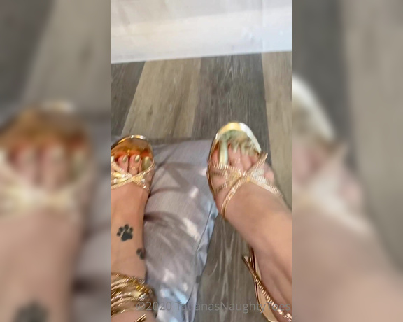 Tatianasnaughtytoes aka tatianasnaughtytoes OnlyFans - NEW 20201128 Metallic Pedicure  Champagne Heels My Champagne HEELS and LONG TOENAILS!!