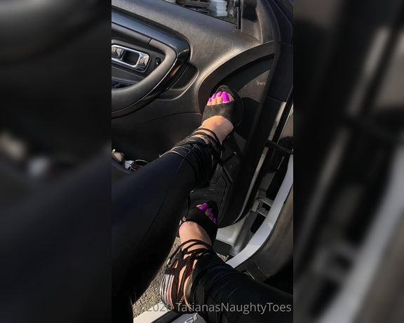 Tatianasnaughtytoes aka tatianasnaughtytoes OnlyFans - NEW 20200916 Purple Pedicure  Pedal Pumping1 Revving and driving my car with my 7 inch HIGH HEEL