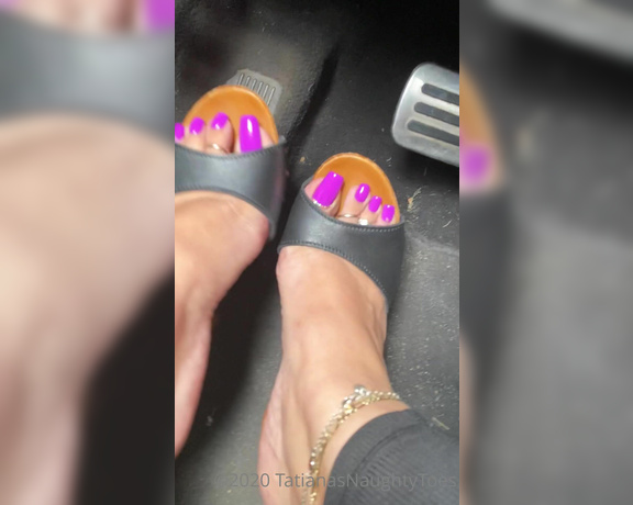 Tatianasnaughtytoes aka tatianasnaughtytoes OnlyFans - NEW 20200911 Purple Pedicure  Pedal Pumping Mules1 Just went out for lunch and wanted to show you