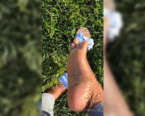 Goddess Smokey aka goddesssmokeyyy OnlyFans - Walking in flip flops in the cold wet grass 2