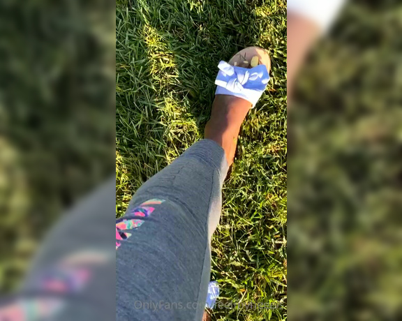 Goddess Smokey aka goddesssmokeyyy OnlyFans - Walking in flip flops in the cold wet grass 2