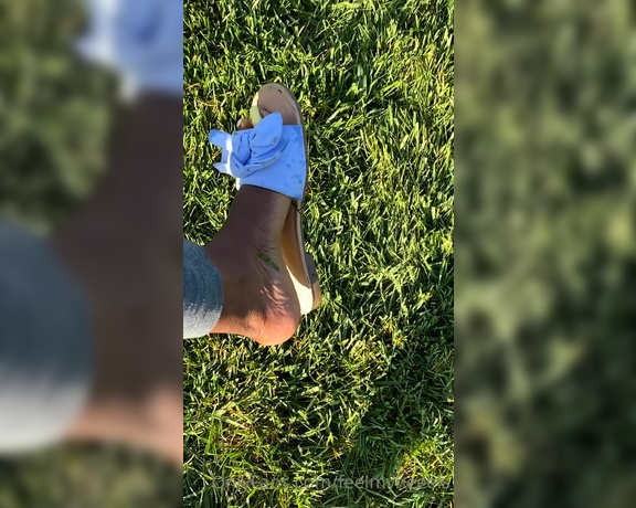 Goddess Smokey aka goddesssmokeyyy OnlyFans - Walking in flip flops in the cold wet grass 2