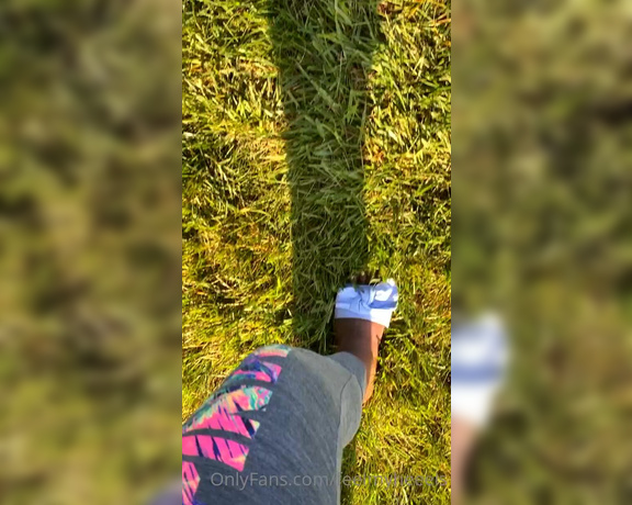 Goddess Smokey aka goddesssmokeyyy OnlyFans - Walking in flip flops in the cold wet grass 1