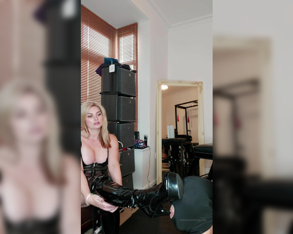 Lady Sara Borgia aka borgia_lady OnlyFans - Boot worship, face slap, nipples part one