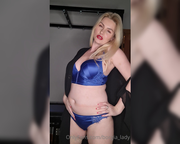 Lady Sara Borgia aka borgia_lady OnlyFans - Blue satin gorgeous underwear panties need to be licked clean