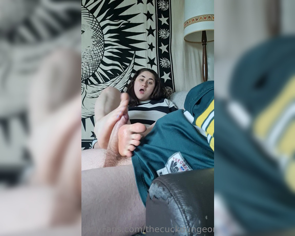 The Foot Dungeon aka the_foot_dungeon OnlyFans - I want you to slobber over my cock whilst Millie jams it in your mouth with her soles Say thank you