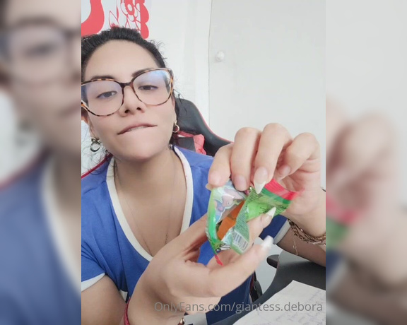 Giantess Debora aka giantess.debora OnlyFans - It turns me on when you look at me eating gummies, and beg me to be one of them! Full video