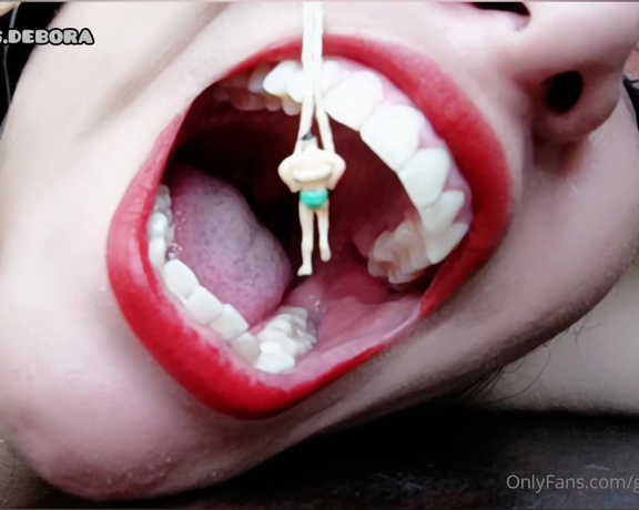 Giantess Debora aka giantess.debora OnlyFans - Vore Little man on a rope I caught him finding out about his fetish to have him inside my mouth