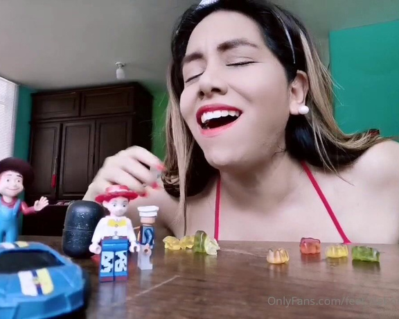 Giantess Debora aka giantess.debora OnlyFans - This video is dedicated for my tinies! Nurse eat gummy bears and play with them!