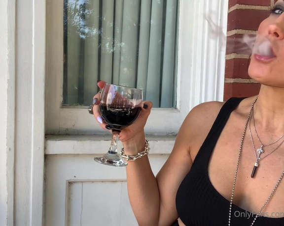 Temptress Raven Eve aka evetemptress OnlyFans - Enjoying My hotel balcony with a cigar and a glass of wine Happy Saturday!