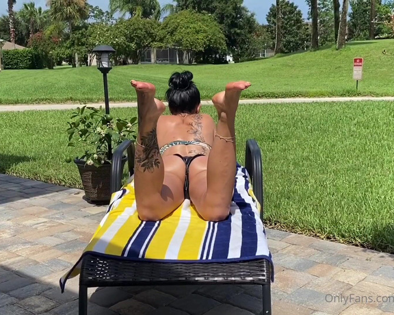 Temptress Raven Eve aka evetemptress OnlyFans - When I layout and ignore you while you watch My ass in the tiny little leather looking black bikini