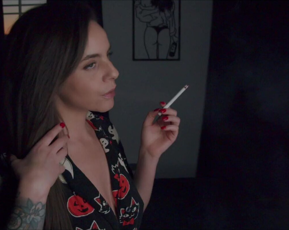 ManyVids - Dani Lynn - Smoking in Halloween Pajama Shirt v2