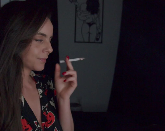 ManyVids - Dani Lynn - Smoking in Halloween Pajama Shirt v2