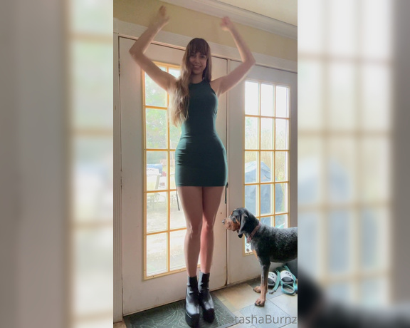 Goddess Tall Tasha aka Goddesstalltasha Onlyfans - Showing off my height in a personal way wearing some cute boots and a dress walking around my hous