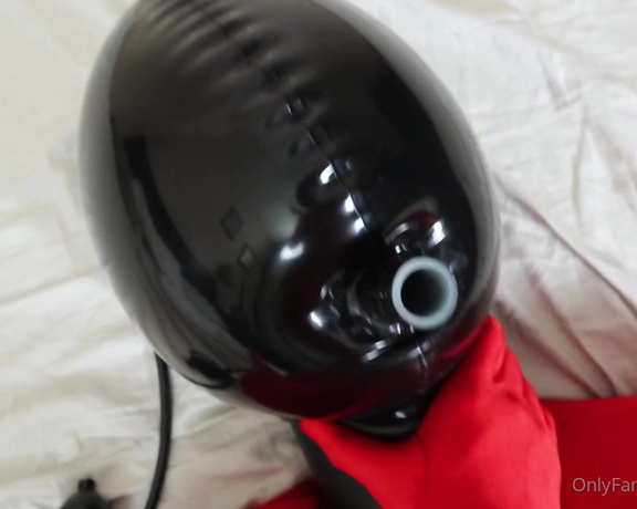 Dollified aka dollified OnlyFans - Some fun in matching red zentai together with Echos head stuck inside the shiny, bouncy inflatable