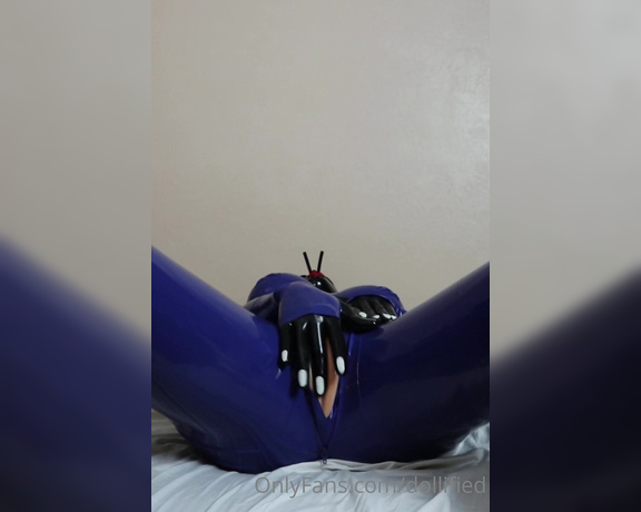 Dollified aka dollified OnlyFans - Part One wrapped in my double masks, nose tubes for breathing, and shiny blue catsuit,