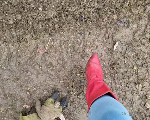 Kats Worn Heels aka katswornheels OnlyFans - Just grinding this poor helpless teddy into the mud under my vintage heeled boots