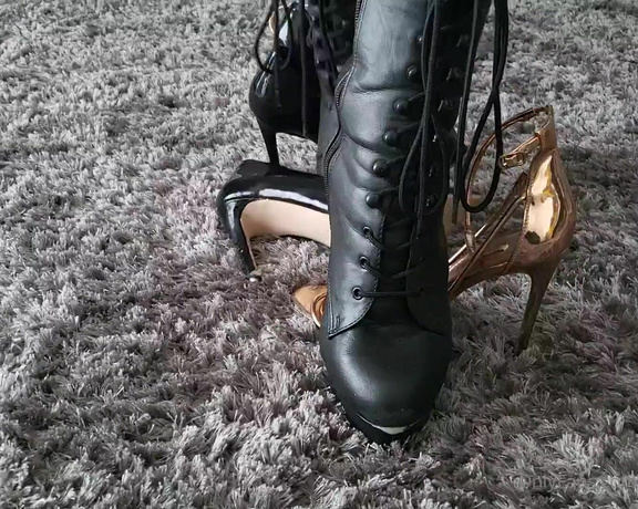 Kats Worn Heels aka katswornheels OnlyFans - Shoe crushing! These pairs of heels dont stand a chance under my pleaser boots