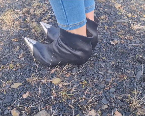 Kats Worn Heels aka katswornheels OnlyFans - Punishing my £795 Louboutin Calamijane 120mm booties Watch as i sink them into gravel and dirt,