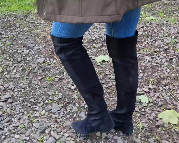 Kats Worn Heels aka katswornheels OnlyFans - Walking on rough terrain in my suede over knee boots