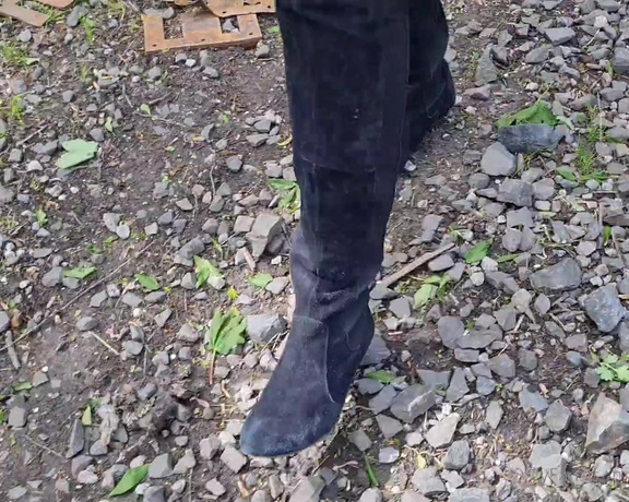 Kats Worn Heels aka katswornheels OnlyFans - Walking on rough terrain in my suede over knee boots