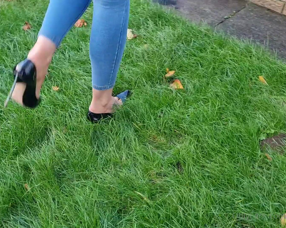 Kats Worn Heels aka katswornheels OnlyFans - Sinking my black patent Casadei blades into the grass