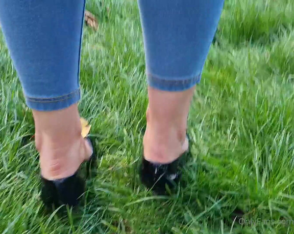 Kats Worn Heels aka katswornheels OnlyFans - Sinking my black patent Casadei blades into the grass