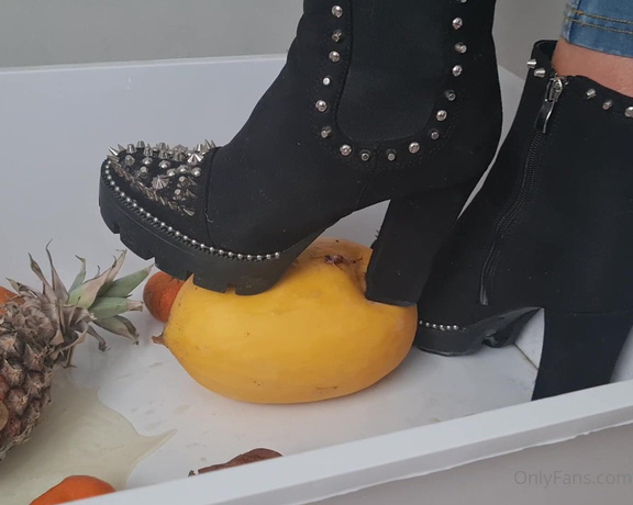 Kats Worn Heels aka katswornheels OnlyFans - Fruit crushing part 1 I start out crushing all of this out of date fruit under