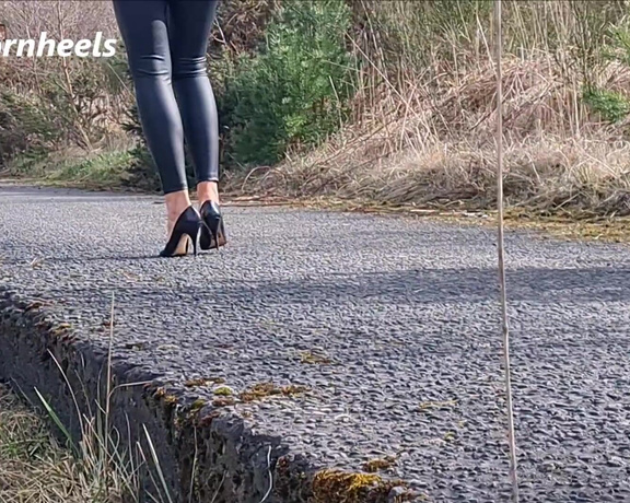 Kats Worn Heels aka katswornheels OnlyFans - One for the nail heel fans Walking on concrete in my black nail heels listen