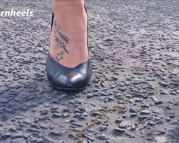 Kats Worn Heels aka katswornheels OnlyFans - One for the nail heel fans Walking on concrete in my black nail heels listen