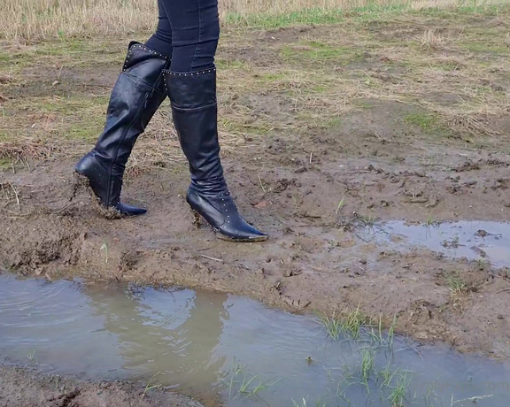 Kats Worn Heels aka katswornheels OnlyFans - Getting my Faith Boots nice and muddy Do we have any shoe cleaners in here