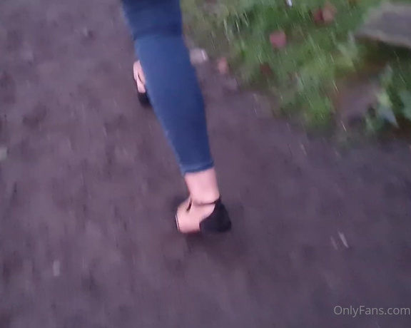Kats Worn Heels aka katswornheels OnlyFans - Going for a nice afternoon stroll down a muddy country path in my work flats Whod