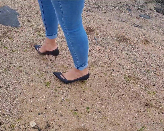 Kats Worn Heels aka katswornheels OnlyFans - A lovely relaxing evening walk on the beach, in my Louboutin heels