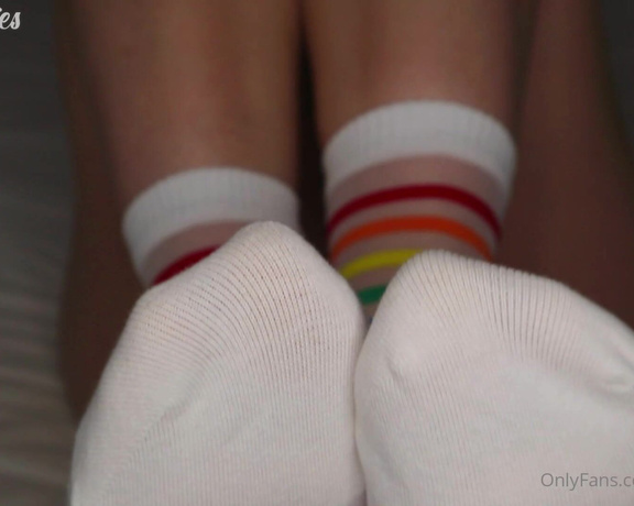 OnlySockies aka onlysockies OnlyFans - Hot Nylon See through Rainbow Sockjob Makes For The Perfect Footjob!