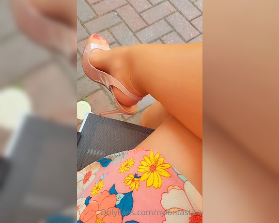 Nylontastica aka nylontastica OnlyFans - Sheer nylons, and a lovely pair of heels dangling off of my pedicured toes! perhaps