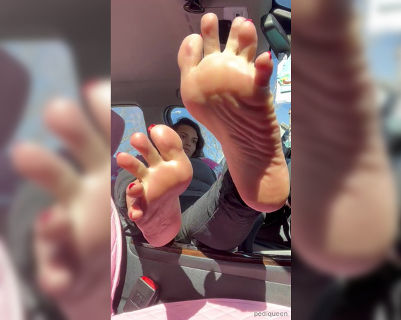 PediqueenSoles aka pediqueensoles OnlyFans - Red pedi photo dump and otw to nail salon