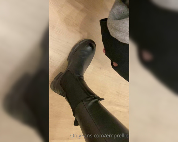 Empress Ellie aka emprellie OnlyFans - As promised Here’s a video of my lucky little foot slave licking my dirty boots