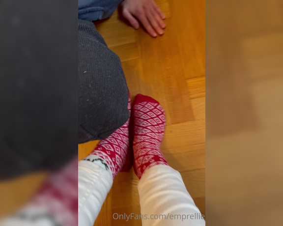 Empress Ellie aka emprellie OnlyFans - These thick Christmas socks made my feet sweat soo much Being in my boots for