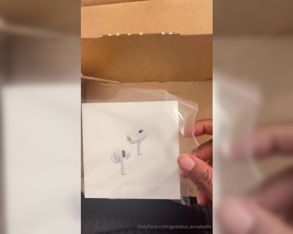 Goddess Annabelle aka goddess.annabelle OnlyFans - My pathetic ass sniffer got me these beautiful airpods as a pre birthday gift Thank you