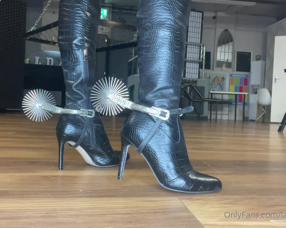 Lady Dark Angel aka Ladydarkangeluk Onlyfans - Boots and spurs Listen watch and dribble