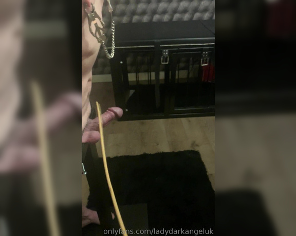 Lady Dark Angel aka Ladydarkangeluk Onlyfans - Cock and balls trapped and my cane put to use